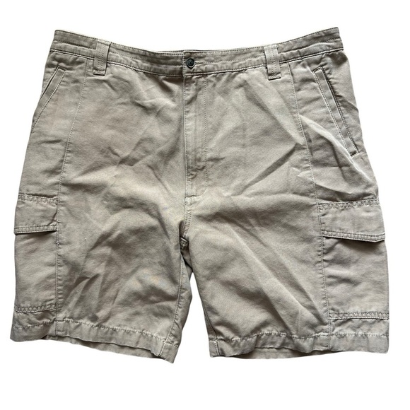 Caribbean Men’s Flat Front Cotton Cargo Shorts Outdoor Flat Front Beige Size 40‎ - Picture 1 of 5